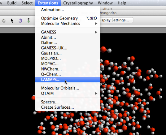 Open the LAMMPS input dialog